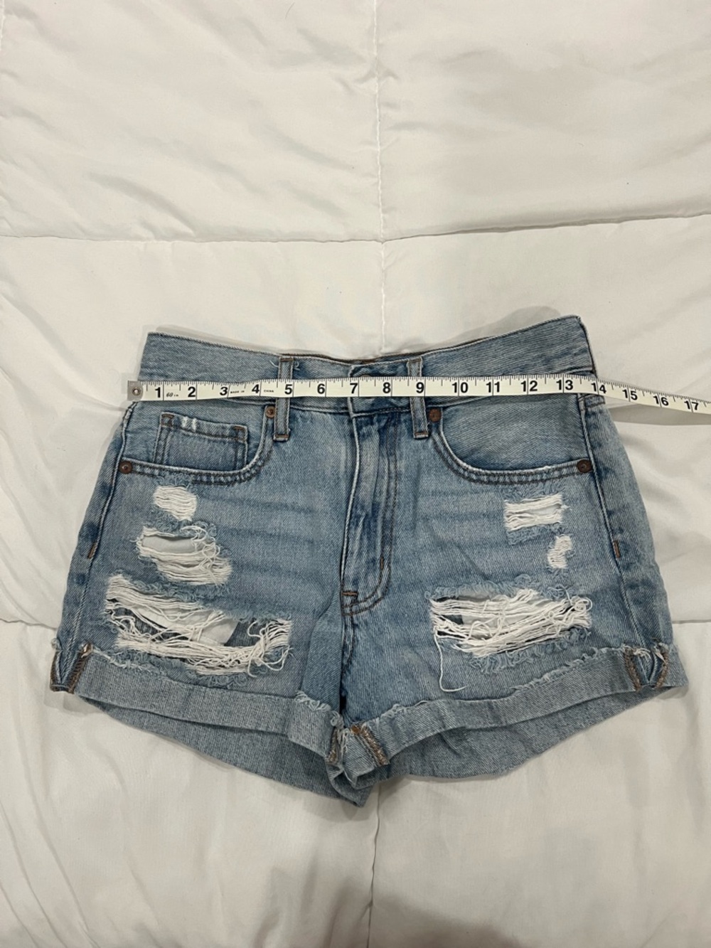 Aeropostale Light Blue Distressed Mom Denim Shorts - Picture 2 of 7